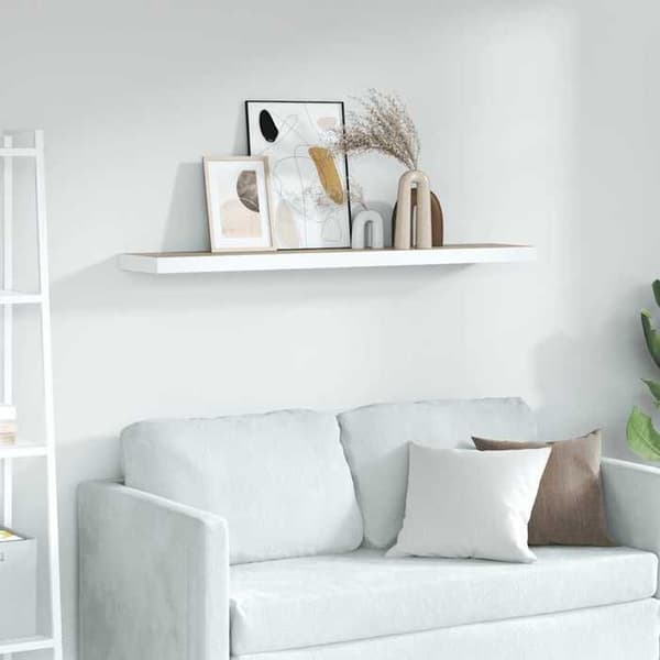 Maison Exclusive - Væghængt hylde i egetræ og hvid 120x23,5x3,8 cm MDF