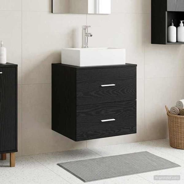 Eksklusiv hus - Vægmonteret håndvask vanity i sort eg 49,5 x 41 x 62,5 cm