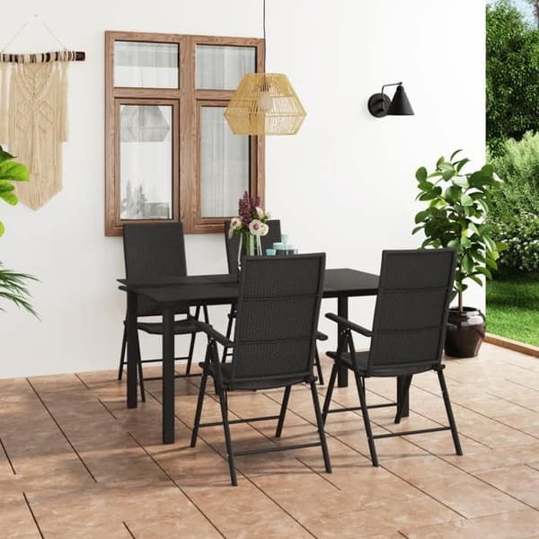 Maison Exclusive - Have spisebordssæt 5 dele sort Svart
