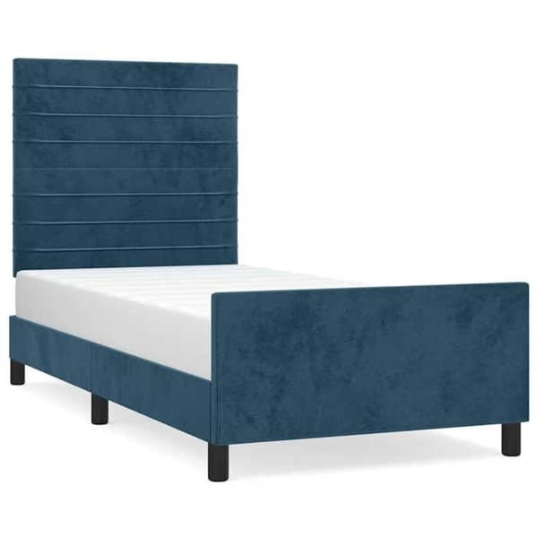 Maison Exclusive - Sängram utan madrass mörkblå 100x200 cm sammet