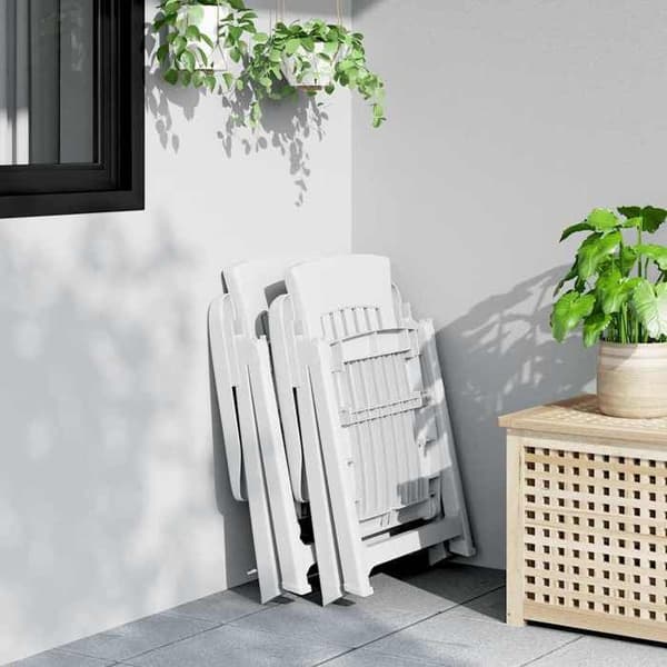 Maison Exclusive - Fällbara lutande stolar, set om 2, vita, i polypropen.