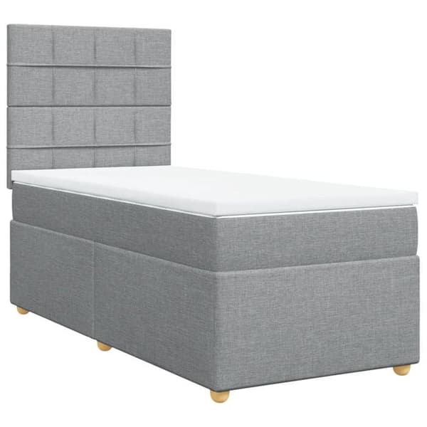 Maison Exclusive - Seng med lameller og madras Grå lys 100x200cm Stof