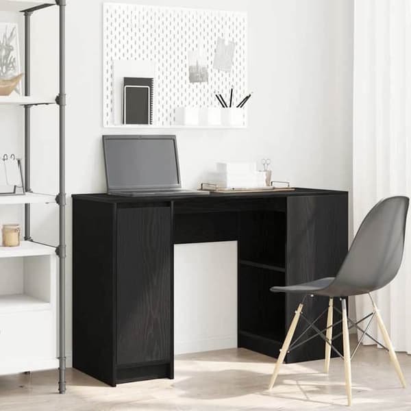 Maison Exclusive - Kontor i sort egetræ 120x42x76 cm ingeniørtræ