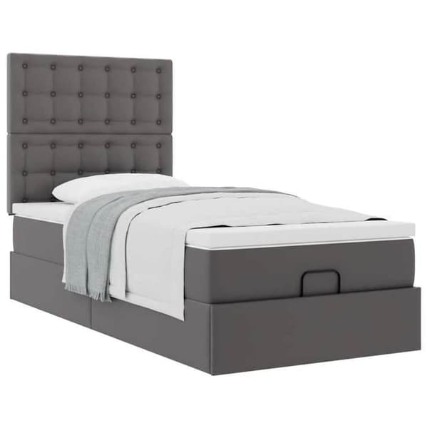 Seng ottoman - Maison Exclusive - 80x200 cm - Grå kunstlæder - Hydraulisk opbevaring grå
