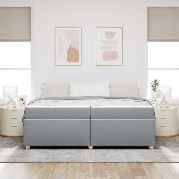 Maison Exclusive - Sängram med madrass Ljusgrå 200 x 200 cm tyg Ljusgrått