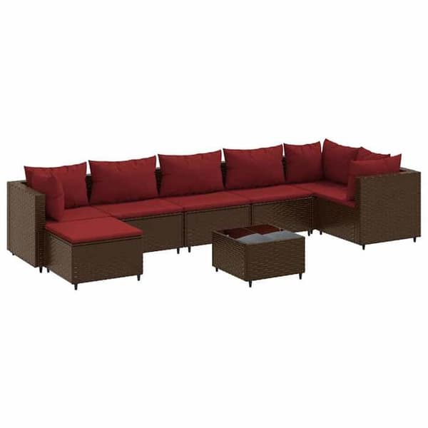 Maison Exclusive - Trädgårdsmöbler med kuddar 8 delar brun flätad resin
