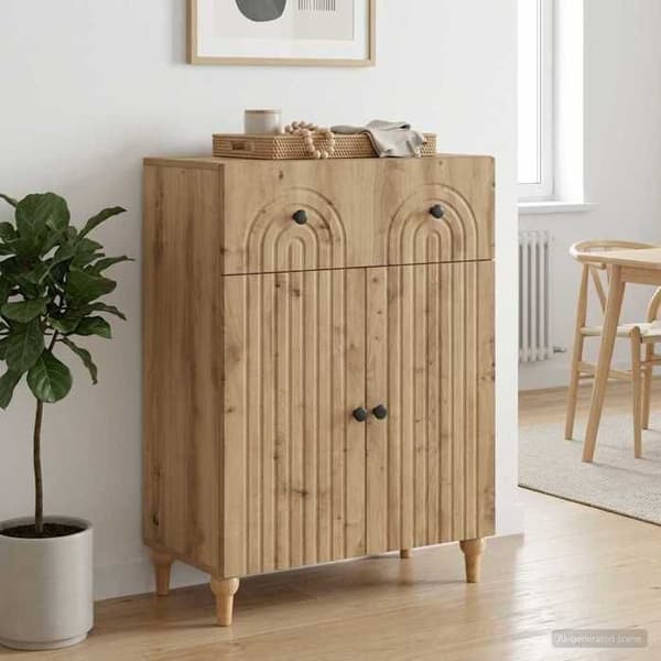 Maison Exclusive - Buffet i håndlavet egetræ 66 x 34,5 x 90 cm Ingeniørtræ