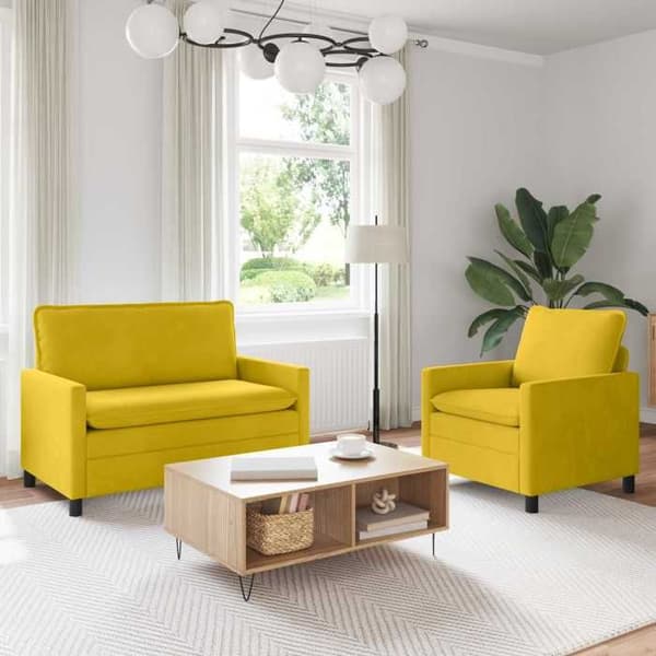 Maison Exclusive - 2 kpl Sohvaryhmä Keltainen Sametti Gul