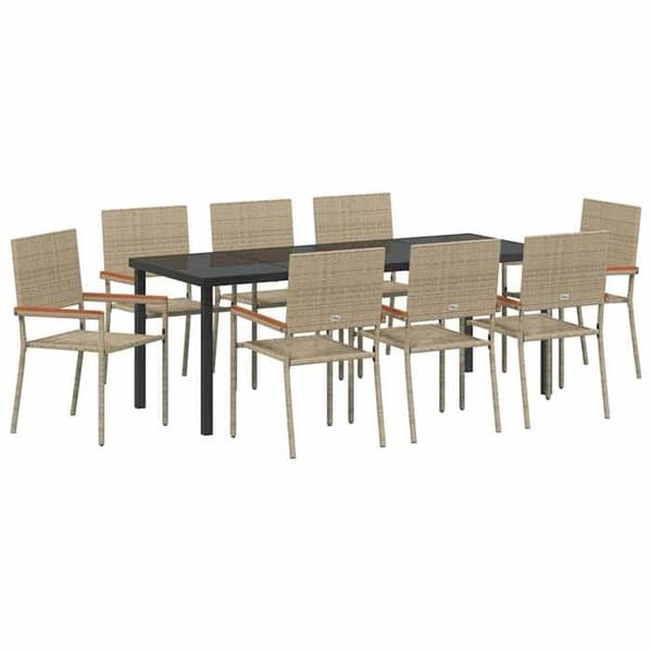 Maison Exclusive - 9 pc spisestue sæt til haven i beige polyrotin beige