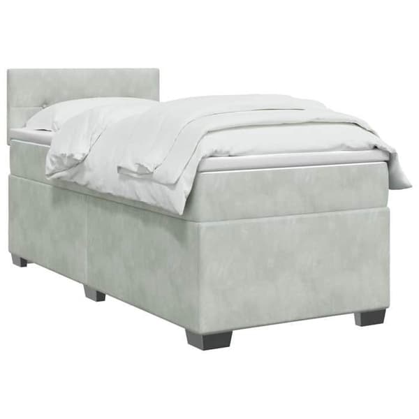 Maison Exclusive - Sängbox med madrass Ljusgrå 100 x 200 cm Sammet