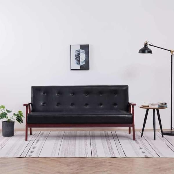 Maison Exclusive - Sofa til 3 personer i sort kunstlæder Svart