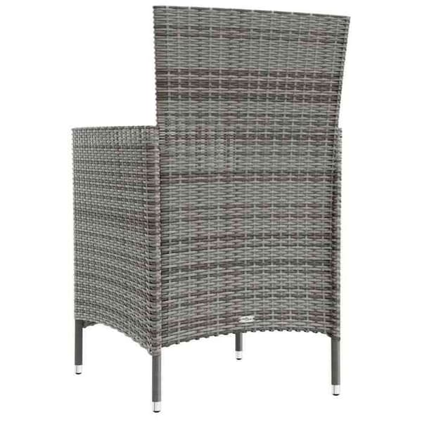 Maison Exclusive - Trädgårdsstolar med kuddar, set om 4, flätad resin, grå