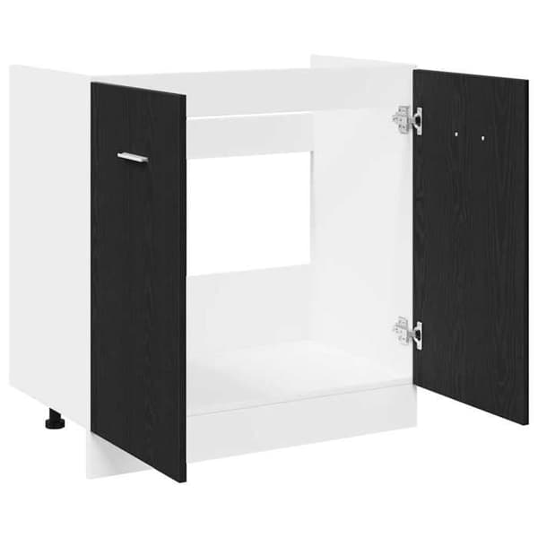 Underskab til vask - EKSKLUSIV HUS - Sort eg - 80x46x81,5 cm - Ingeniørtræ - Stor kapacitet, vægmontering