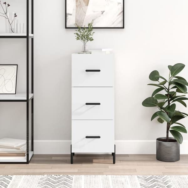 Maison Exclusive - Buffé Vit glänsande 34,5x34x90 cm Ingenjörsträ Vit