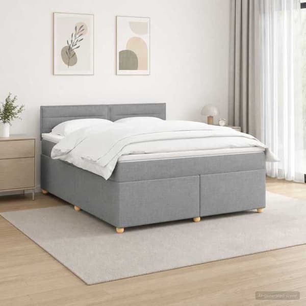 Maison Exclusive - Boxspring säng med madrass Ljusgrå 160 x 200 cm Tyg