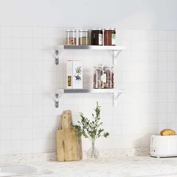 Hyldestøtte - EKSKLUSIV HUS - 15 x 2,5 x 11,5 cm - Rustfrit stål - 4 stk. - Forborrede huller Silver
