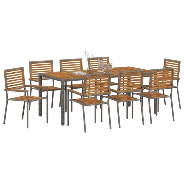 Maison Exclusive - 9 pc spisebordssæt til haven i grå og brun Grå och brun