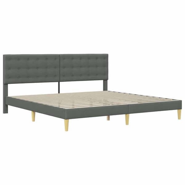 Maison Exclusive - Sängram med madrass Mörkgrå 200 x 200 cm Tyg