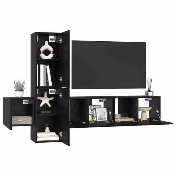 Maison Exclusive - 5 dele TV-møbel sæt Sort eg Ingeniørtræ svart ek