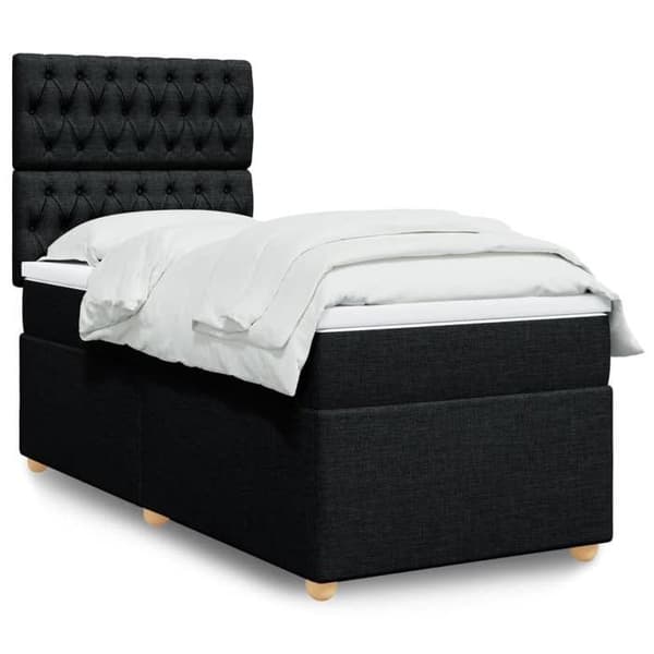 Maison Exclusive - Seng med lamelbund og madras Sort 90x200 cm Stof