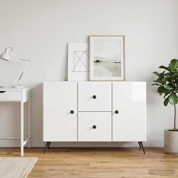 Maison Exclusive - Buffé Vit glänsande 89 x 34,5 x 60 cm Ingenjörsträ