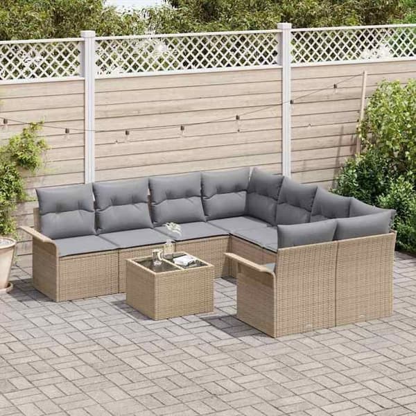 Lounge-soffor - MAISON EXCLUSIVE - Modulär 9 delar - Hållbar poly rattan - Beige och grå Beige och grå