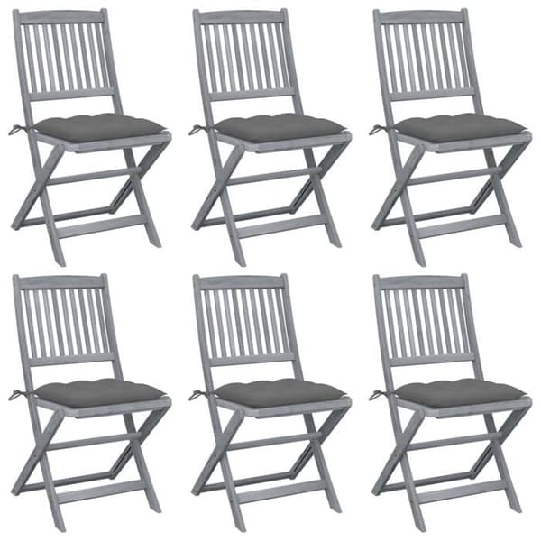 Maison Exclusive - Fällbara utomhusstolar set om 6 och kuddar i akaciaträ