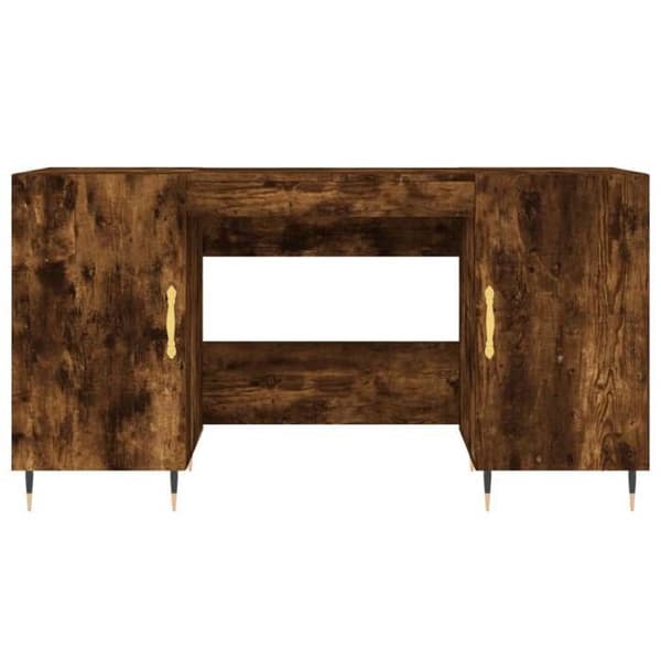 Maison Exclusive - Røget egetræ skrivebord 140x50x75 cm ingeniørtræ Rökt ek
