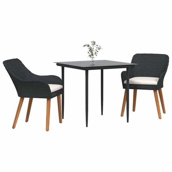 Maison Exclusive - Sæt af 3 pc have spisebord i sort polyrotin Svart