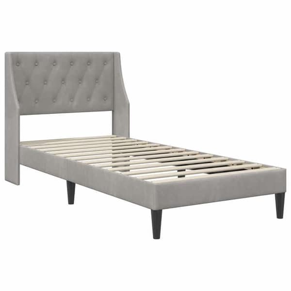 Maison Exclusive - Sängram med madrass Ljusgrå 80 x 200 cm Sammet