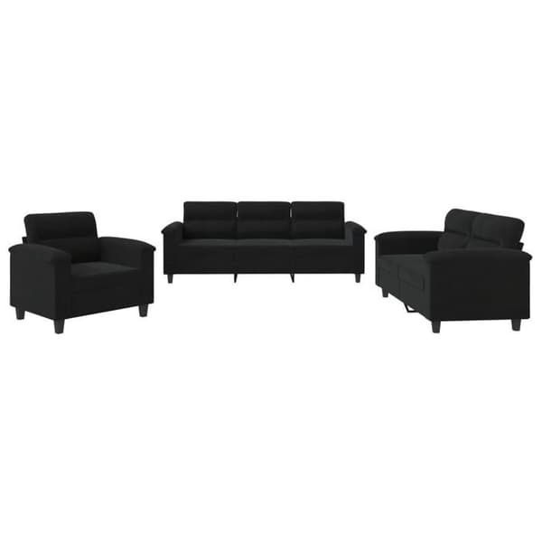 Maison Exclusive - Sæt af 3 sofaer med sorte puder i mikrofiberstof