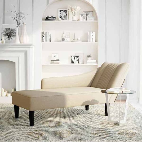 Maison Exclusive - Lång fåtölj med högersidans armstöd i krämfärgad tyg