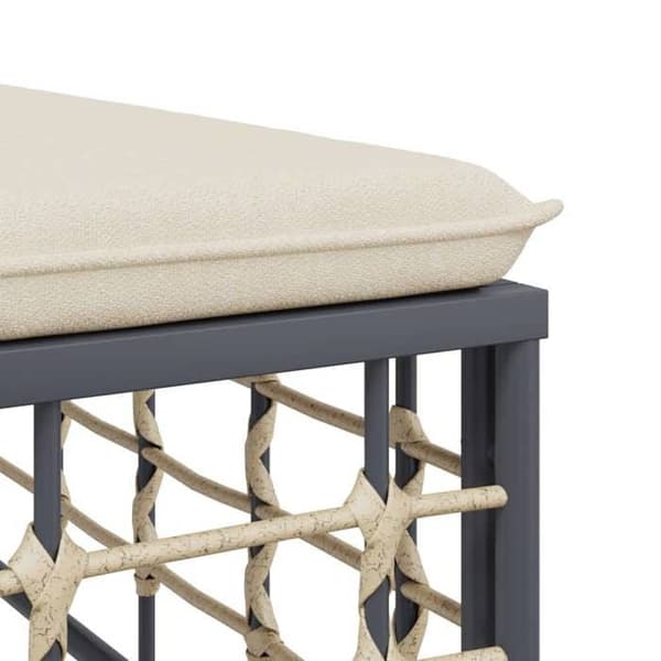 Trädgårdsfotstöd - EXKLUSIVT HEM - Modulär puff - Beige flätad resin - Polstrad kudde - Stålram beige