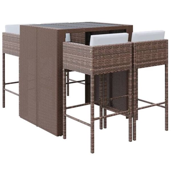 Maison Exclusive - Havebar sæt med puder 5 stk brun poly rattan Marron (kuddar vit kräm)