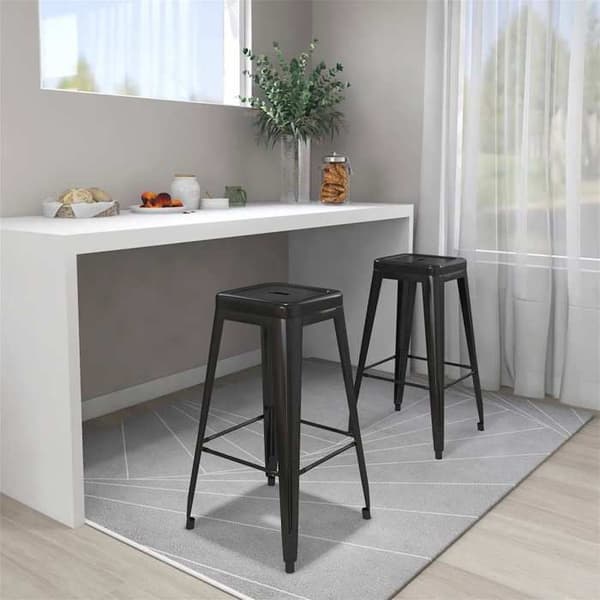 Maison Exclusive - Stapelbare barstole sæt af 2 sort metal Svart