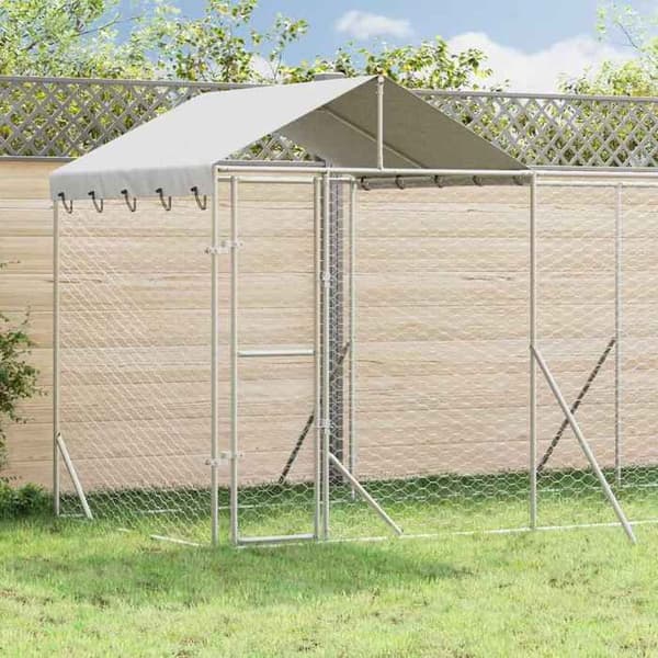 Exklusivt hus - Utomhus hundbur med silvertak 10x2x2,5 m