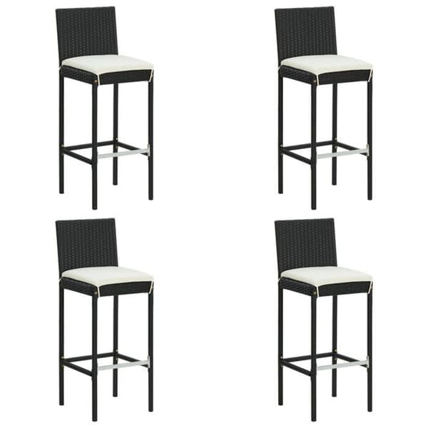 Maison Exclusive - Havebar sæt 5 dele med sorte polyrattan puder Svart