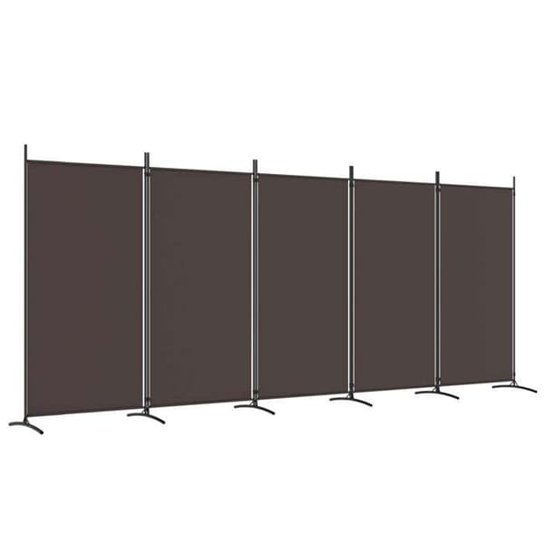 Maison Exclusive - Avskiljande vägg 5 paneler Brun 433x180 cm Tyg