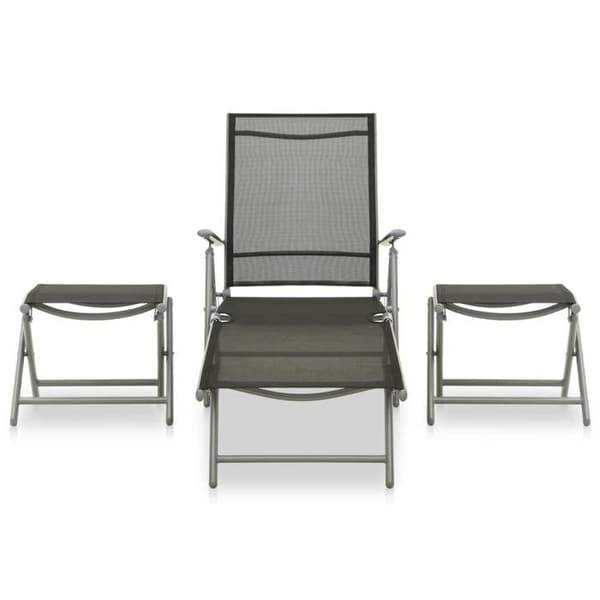Maison Exclusive - Trädgårdsmöbler 3 delar textilene och aluminium silverfärgad Silver