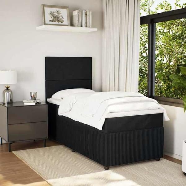 Maison Exclusive - Sänkyosa lammella ja musta patja 90x200 cm sametti