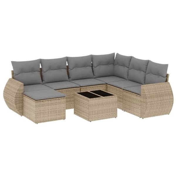 Maison Exclusive - Trädgårdsmöbler med kuddar 8 delar beige flätad resin