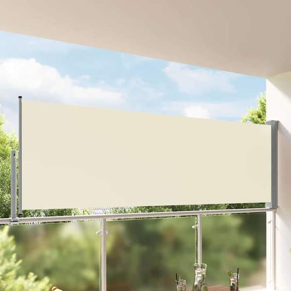 Maison Exclusive - Utdragbart sidotak för patio 120 x 300 cm Off-white