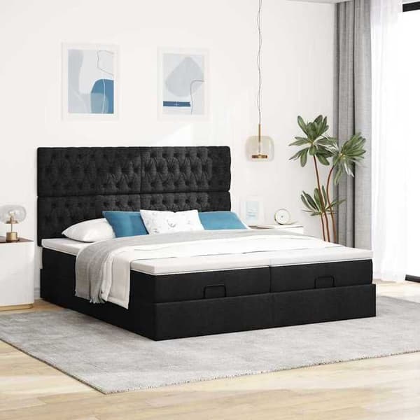 Maison Exclusive - Ottoman sengestel med sort madras 180x200cm stof