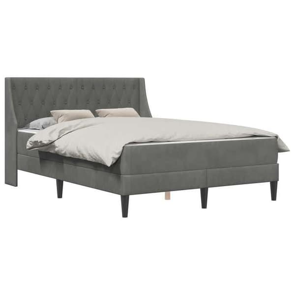 Maison Exclusive - Sängram med madrass Mörkgrå 120 x 200 cm Sammet