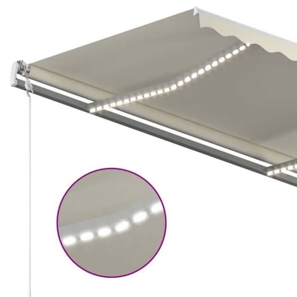Maison Exclusive - Automaattinen markiisi tuulensorvalla ja LED-valolla 450x350 cm Kermansävy Grädde