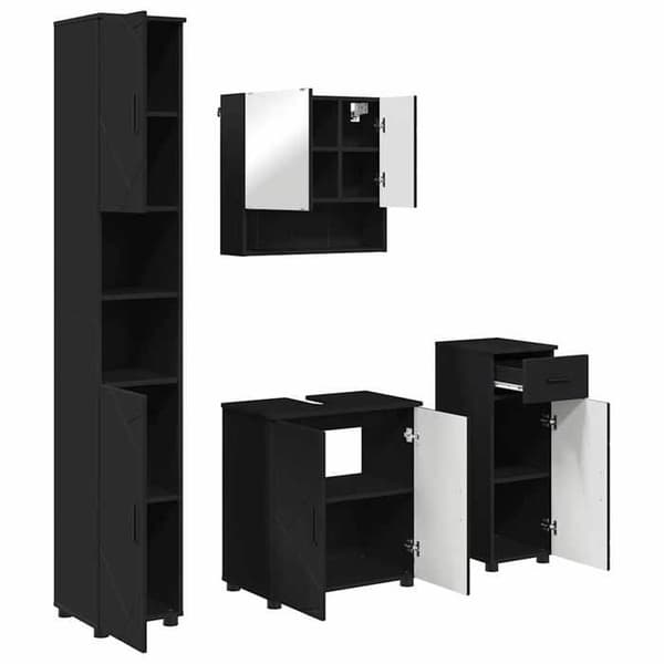 Maison Exclusive - Badeværelsesmøbel sæt 4 pc Sort 61 x 35 x 64 cm svart och brun