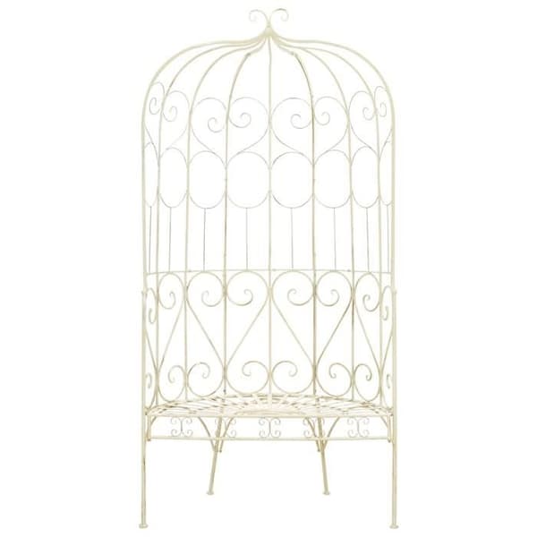 Maison Exclusive - 95 cm valkoista rautaa oleva puutarhapenkki