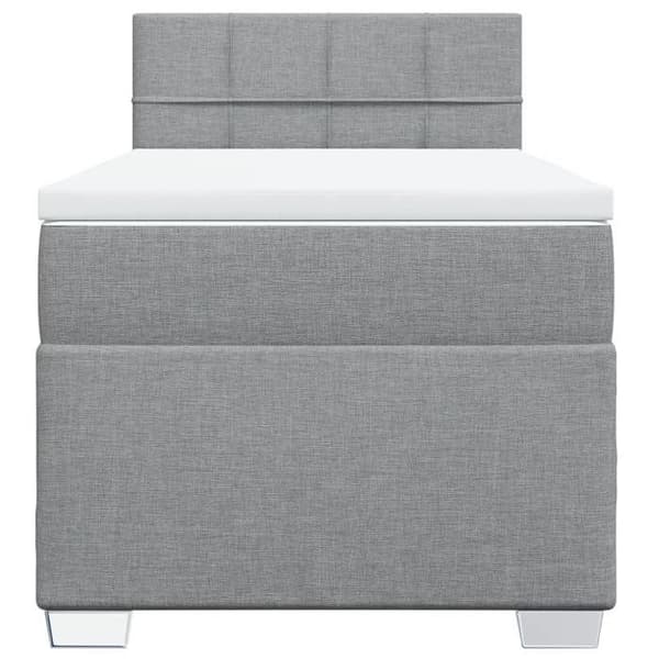 Maison Exclusive - Sengebund med lameller og lys grå madras 80x200 cm stof