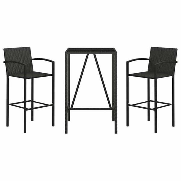 Maison Exclusive - 3-osainen musta punottu puutarhabaari