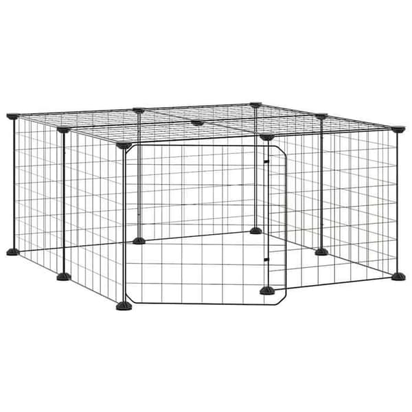 Maison Exclusive - Kæledyrbur med 12 paneler og dør Sort 70x70x35 cm
